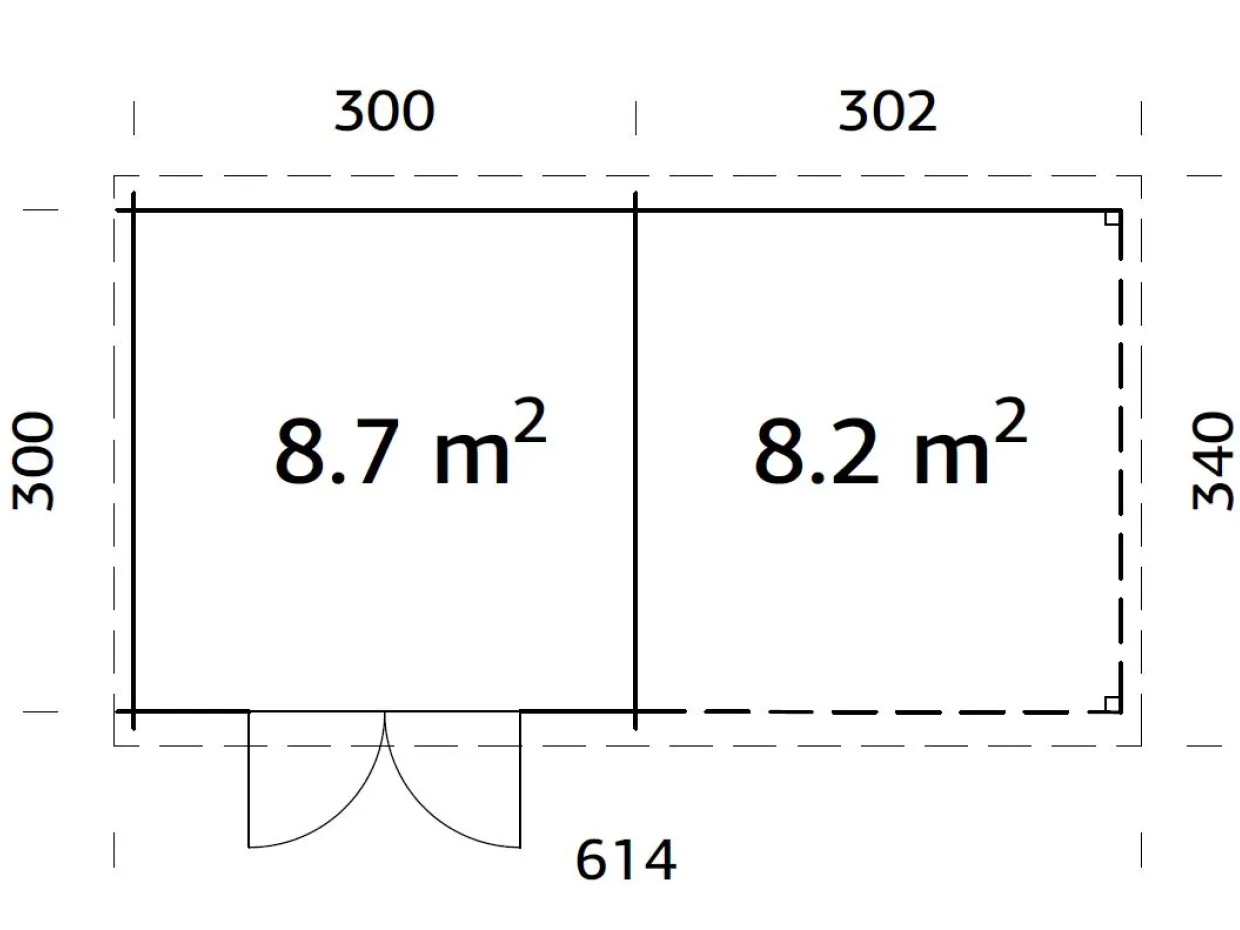 Ella 8,7+8,2 m2 Mått